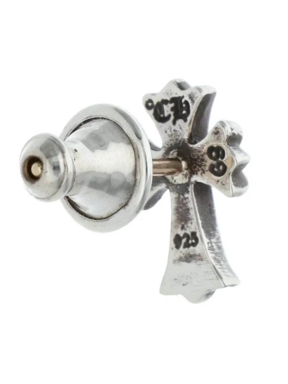 Chrome Hearts CH Crss 2 Fat CH Cross Fat Stud Silver Earrings